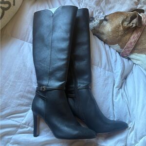 Express Black Heeled Knee-High Boots